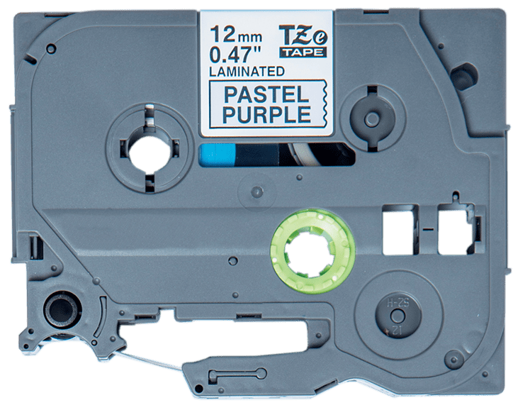 TZe-MQF31 Compatible 12mm x 8m Black on Pastel Purple Adhesive Laminated Tape for Brother