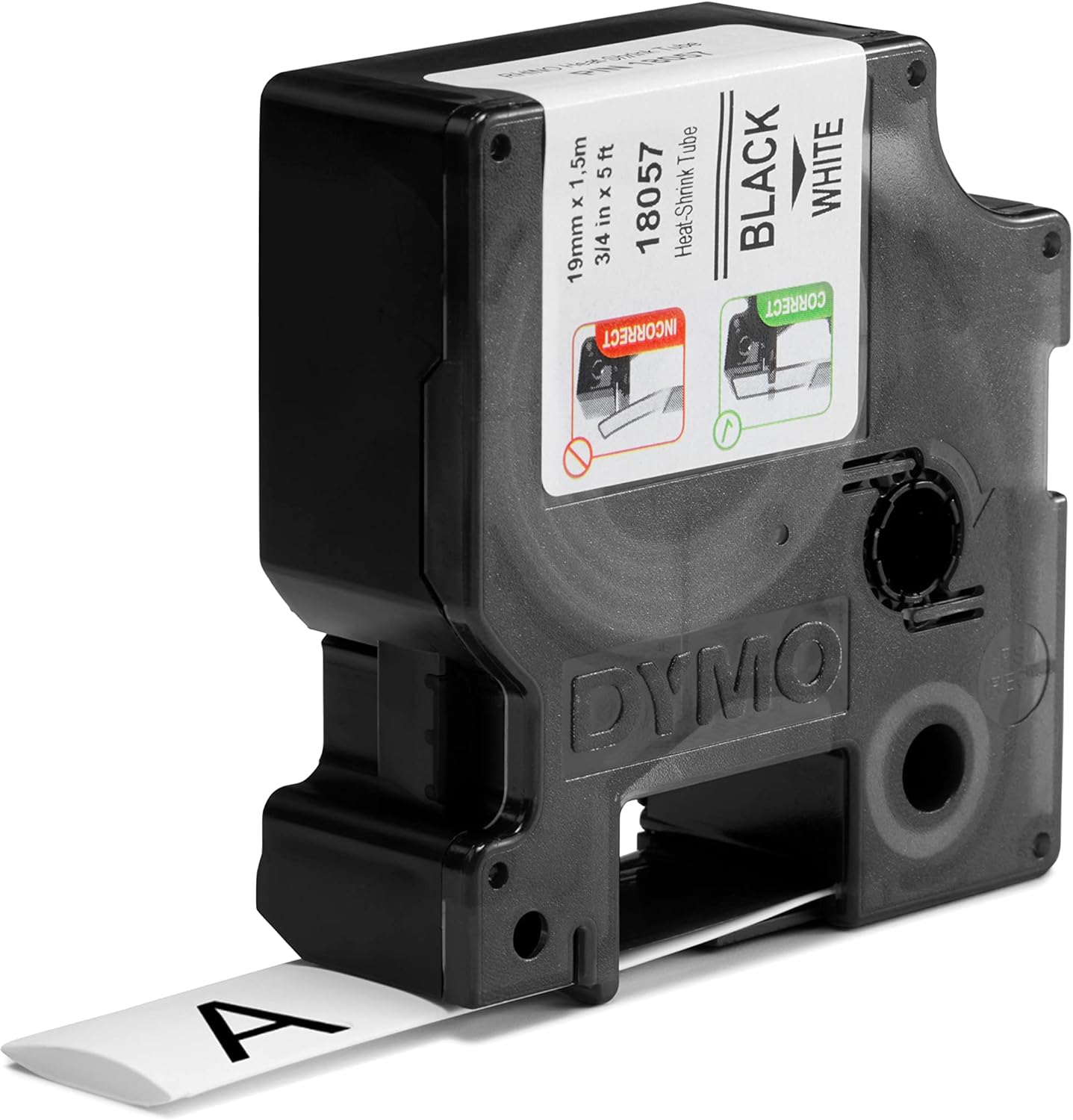 18057 Dymo Rhino Heat-Shrink 19mm x 1.5m Black on White