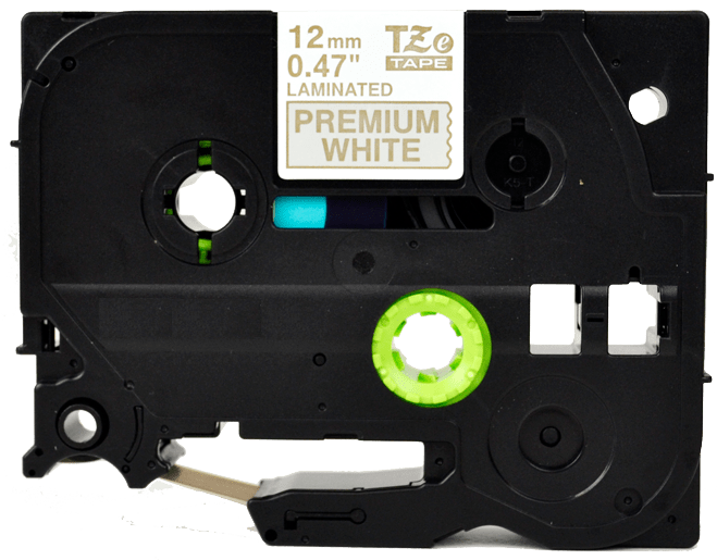 TZe-PR234 Compatible 12mm x 8m Gold on Premium White Adhesive Laminated Tape for Brother