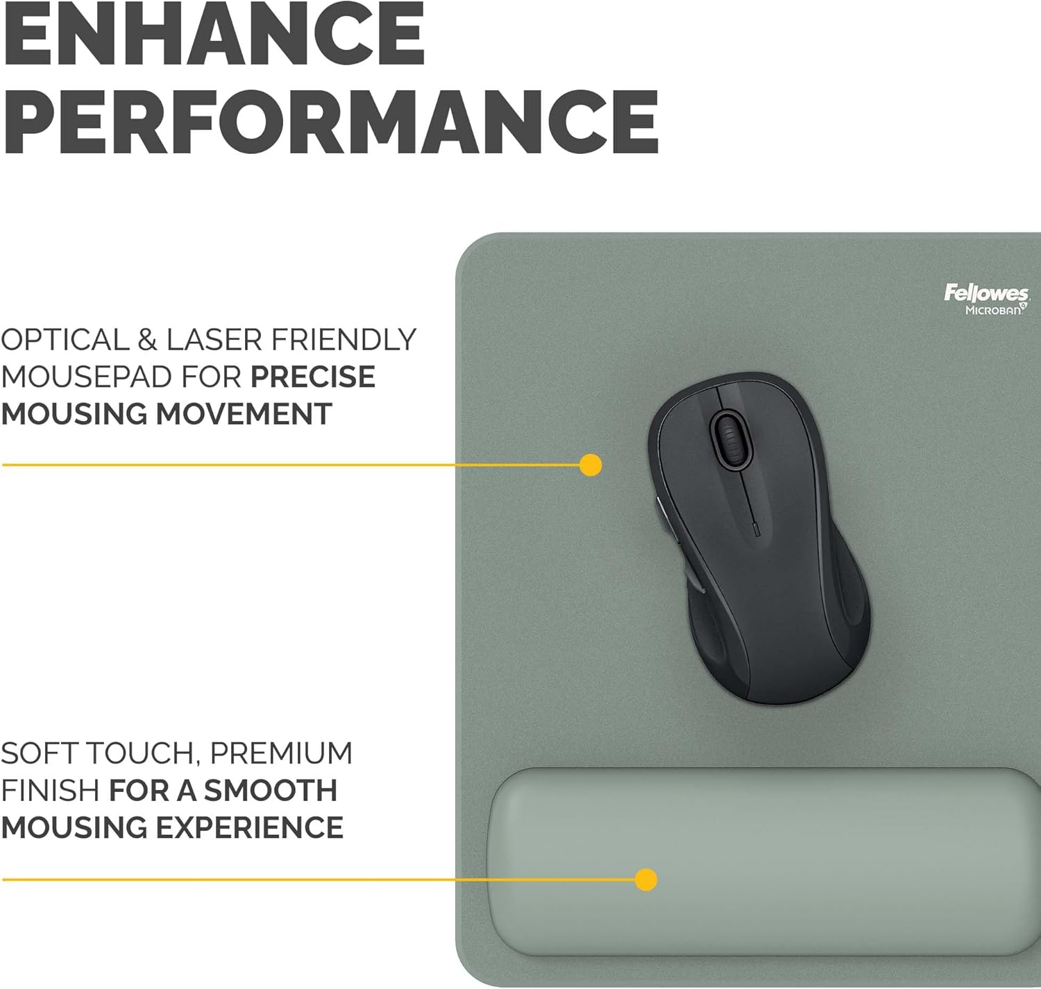 Fellowes Breyta Mouse Pad Wrist Rest Sage