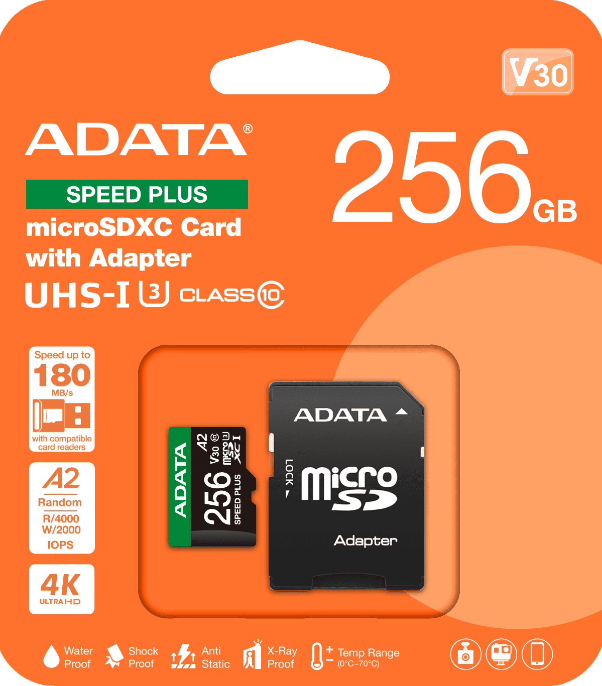 ADATA Speed Plus microSDXC Card with Adapter - 256GB