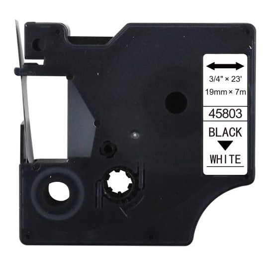 S0720830 Compatible D1 19mm x 7m Label Tape Black on White (45803)