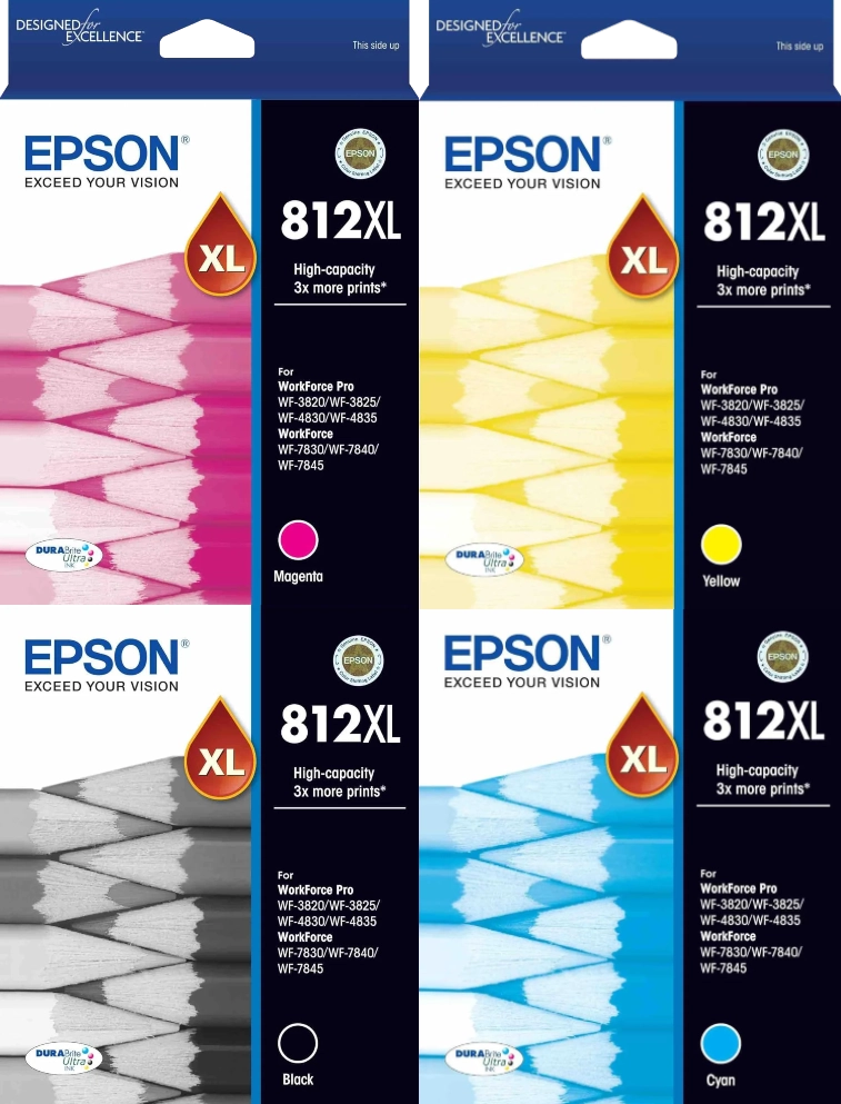 812XL Epson High Capacity Ink Cartridge Set of 4