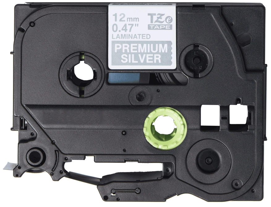 TZe-PR935 Compatible 12mm x 8m White On Premium Silver Adhesive Laminated Tape for Brother