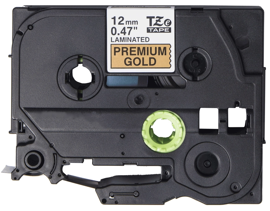 TZe-PR831 Compatible 12mm x 8m Black on Premium Gold Adhesive Laminated Tape for Brother