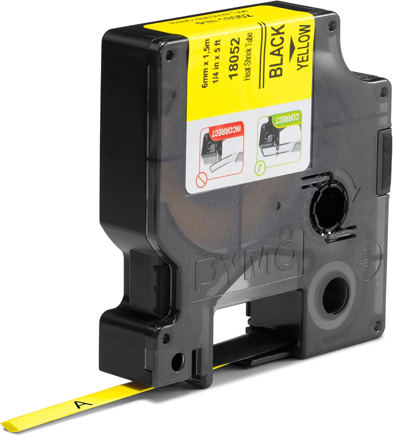 18052 Dymo Rhino Heat-Shrink 6mm x 1.5m Black on Yellow