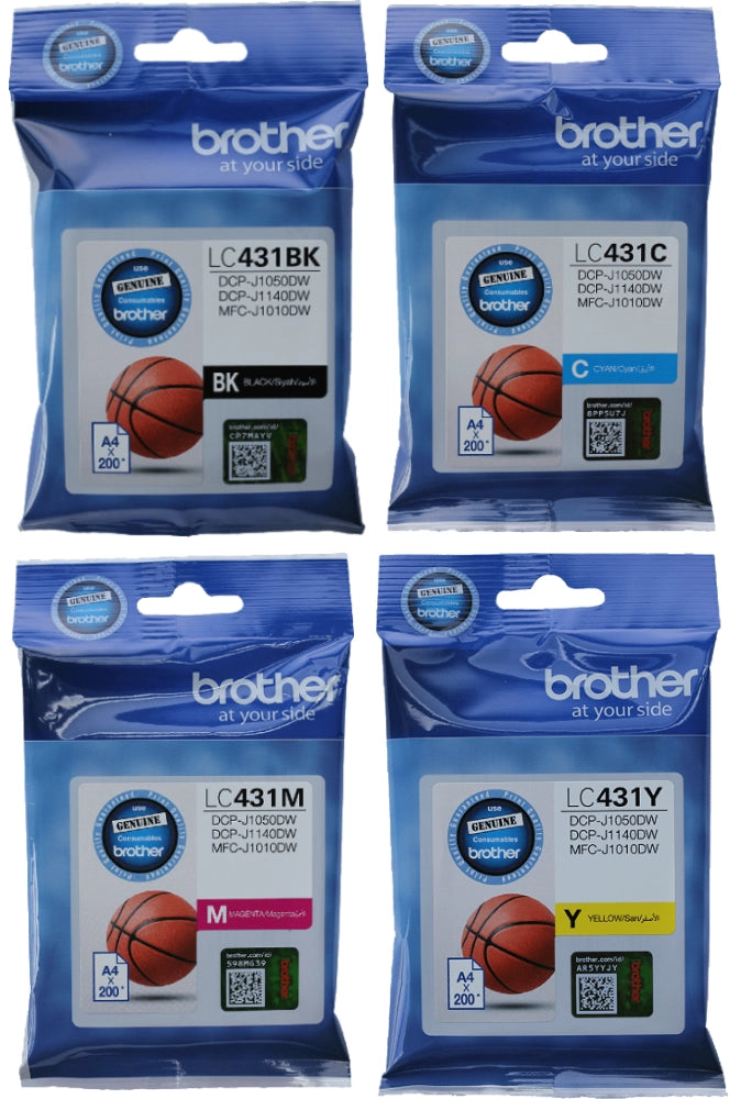 Genuine LC431 Brother Set of 4 - BK/C/M/Y