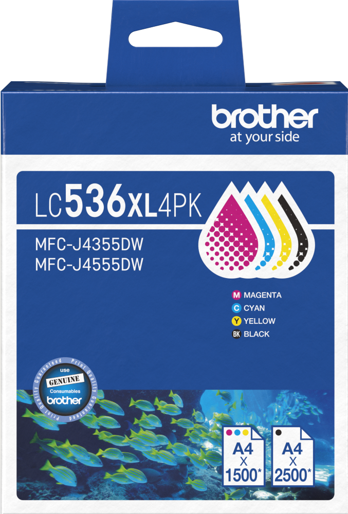 LC536XL Brother 4 Pack High Yield Ink Cartridge (BK/C/M/Y)