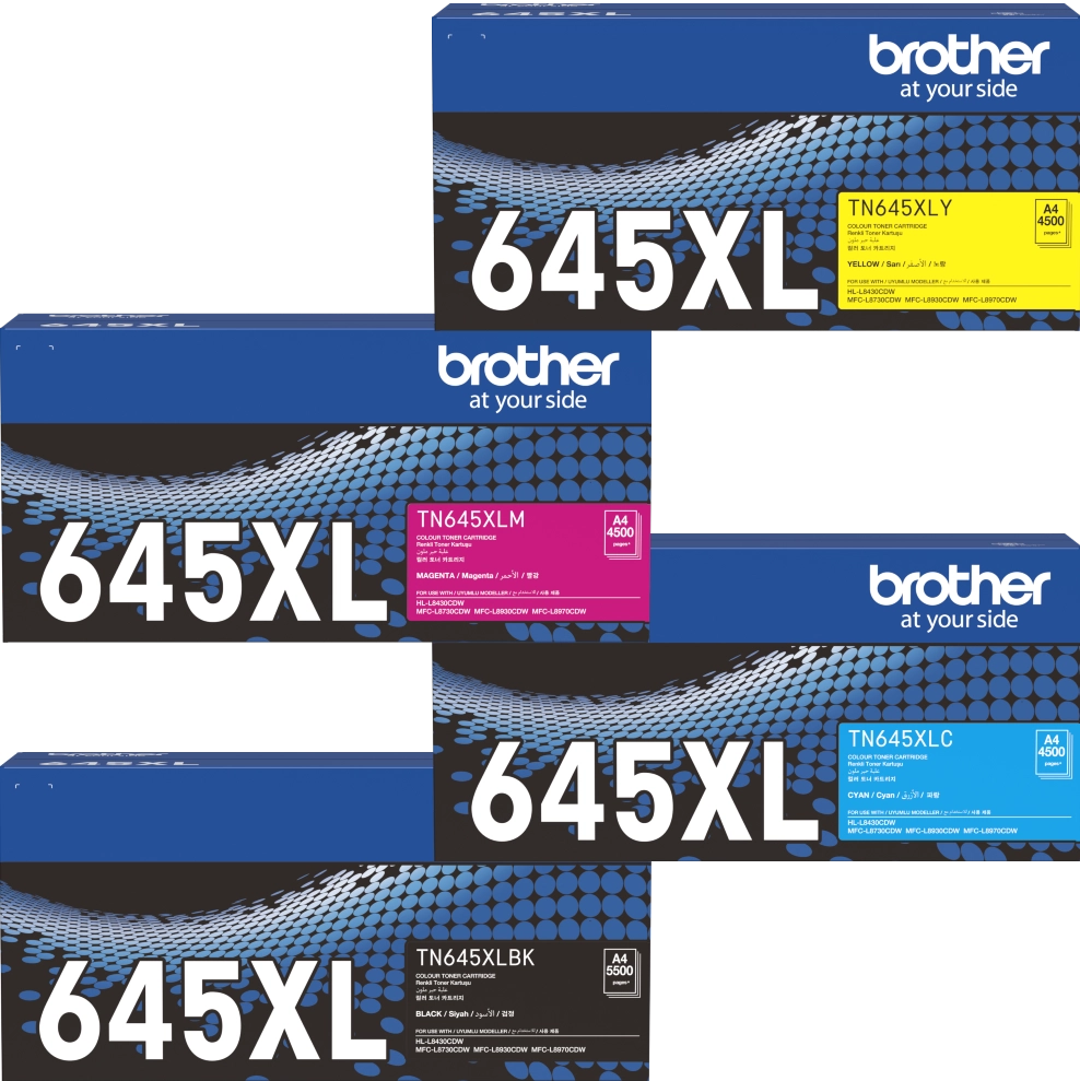 TN645XL Brother High Yield Toner Set of 4 (BK/C/M/Y)