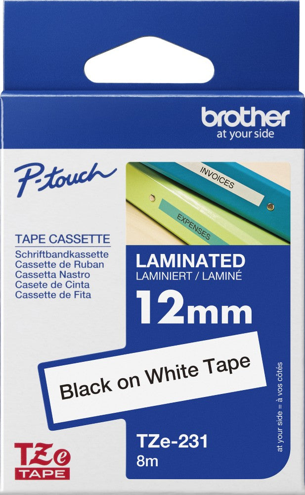10x MarkDomain TZe-231 Compatible Label Tape – 12mm X 8m, Black On White, For Brother P-Touch