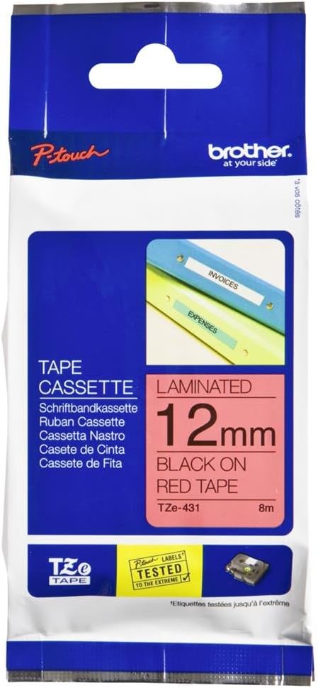 TZe-FX431 Brother 12mm x 8m Black on Red Flexible ID Tape