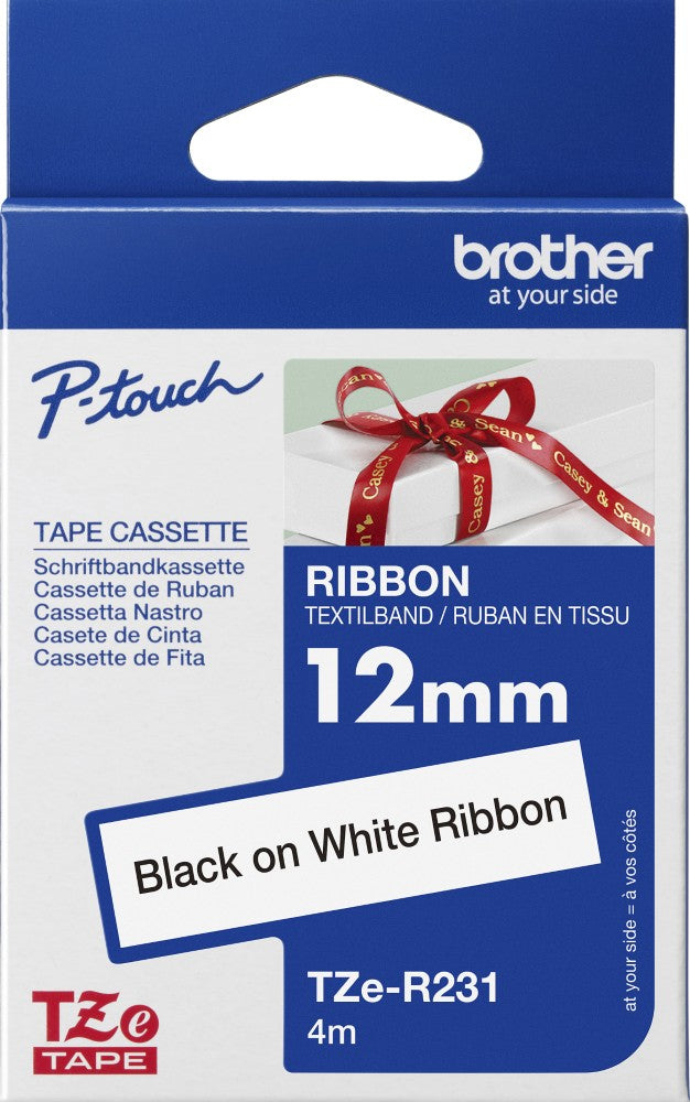 TZe-R231 12mm x 4m Black on White Ribbon