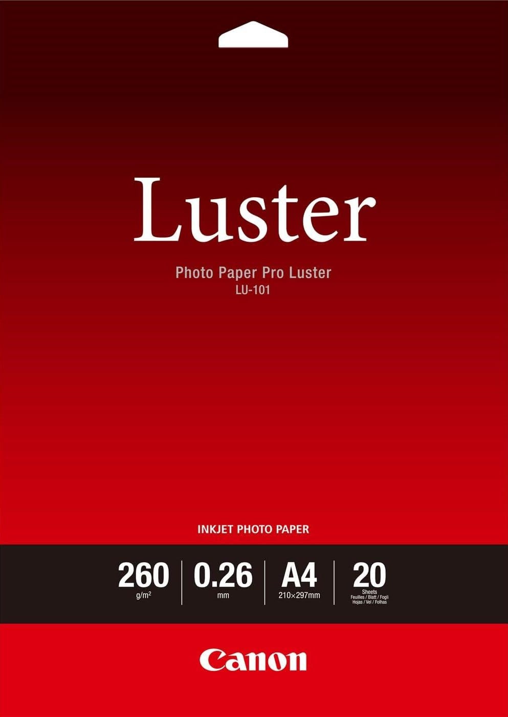 A4 260gsm Canon Photo Paper Pro Luster 20 sheets