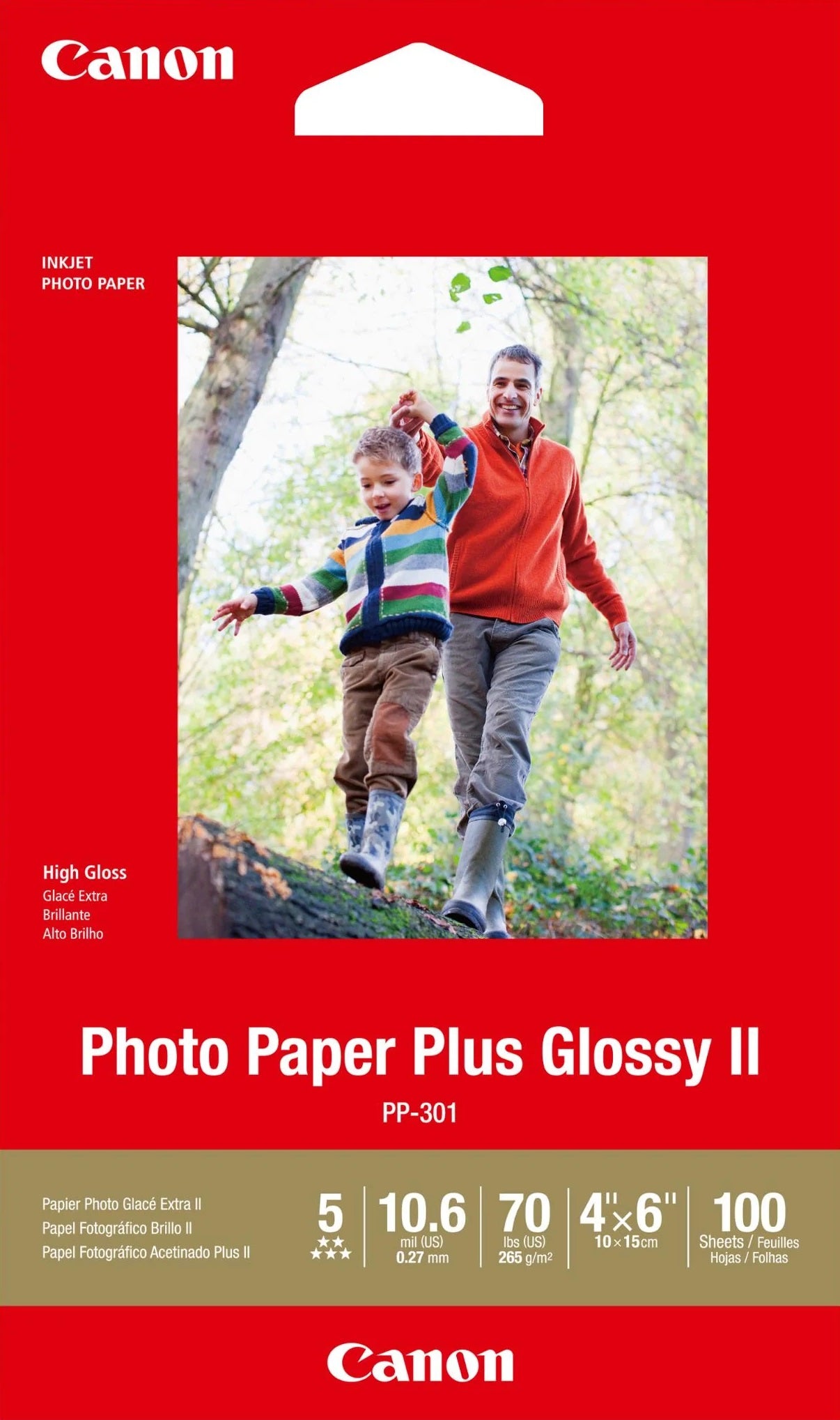 4x6 265gsm Canon Photo Paper Plus Glossy II 100 sheets