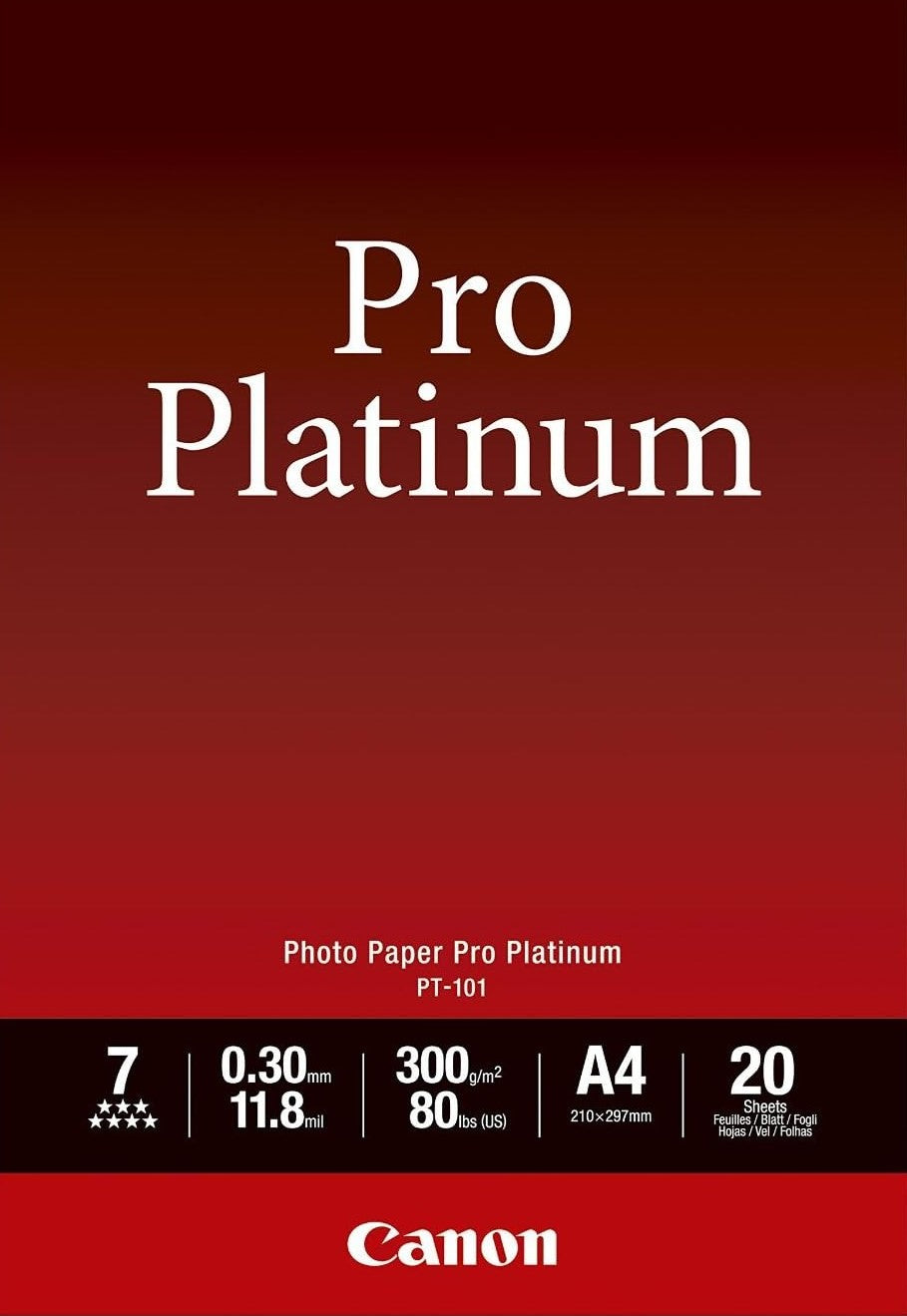 A4 300gsm Canon Photo Paper Pro Platinum 20 sheets