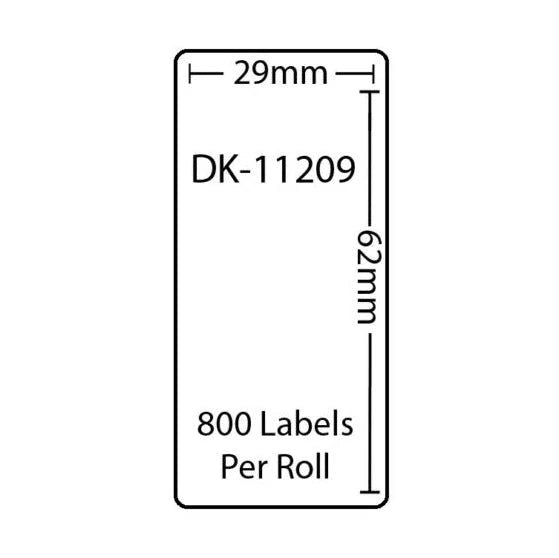 DK11209 Brother 29mm x62mm Small Address Labels 800 per roll