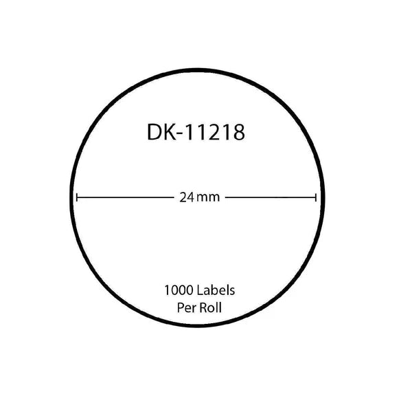 DK11218 Brother 24mm Round Labels 1000 per roll
