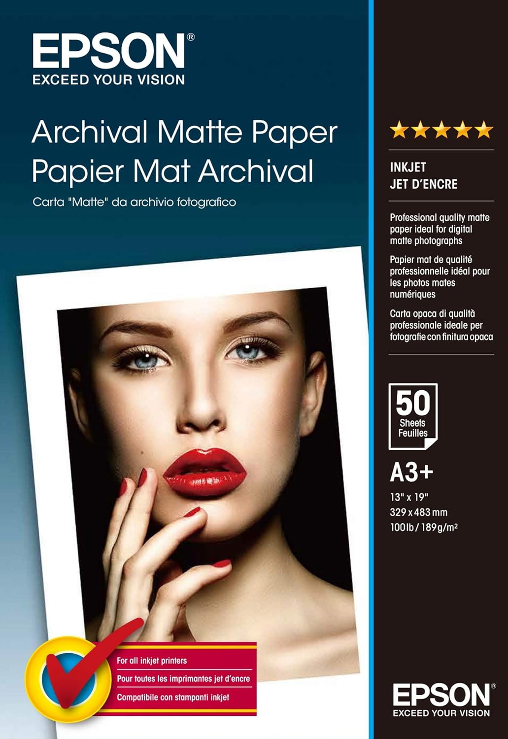 A3+ 192gsm Epson Archival Matte Paper 50 sheets