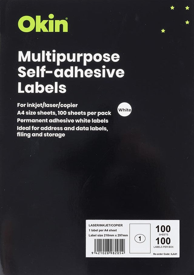 Okin Labels - 01 Label per sheet (100 sheets)