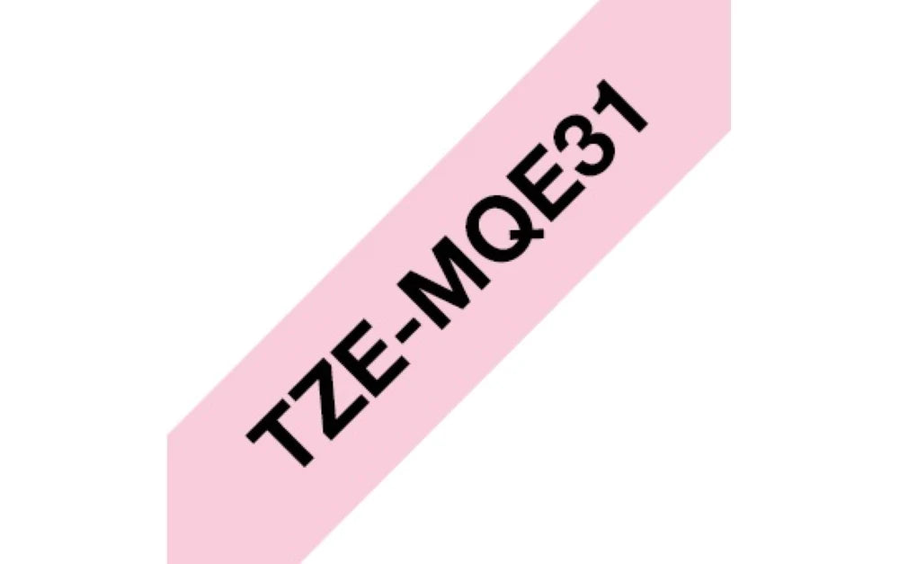 TZe-MQE31 Compatible 12mm x 8m Black on Pastel Pink Adhesive Laminated Tape for Brother
