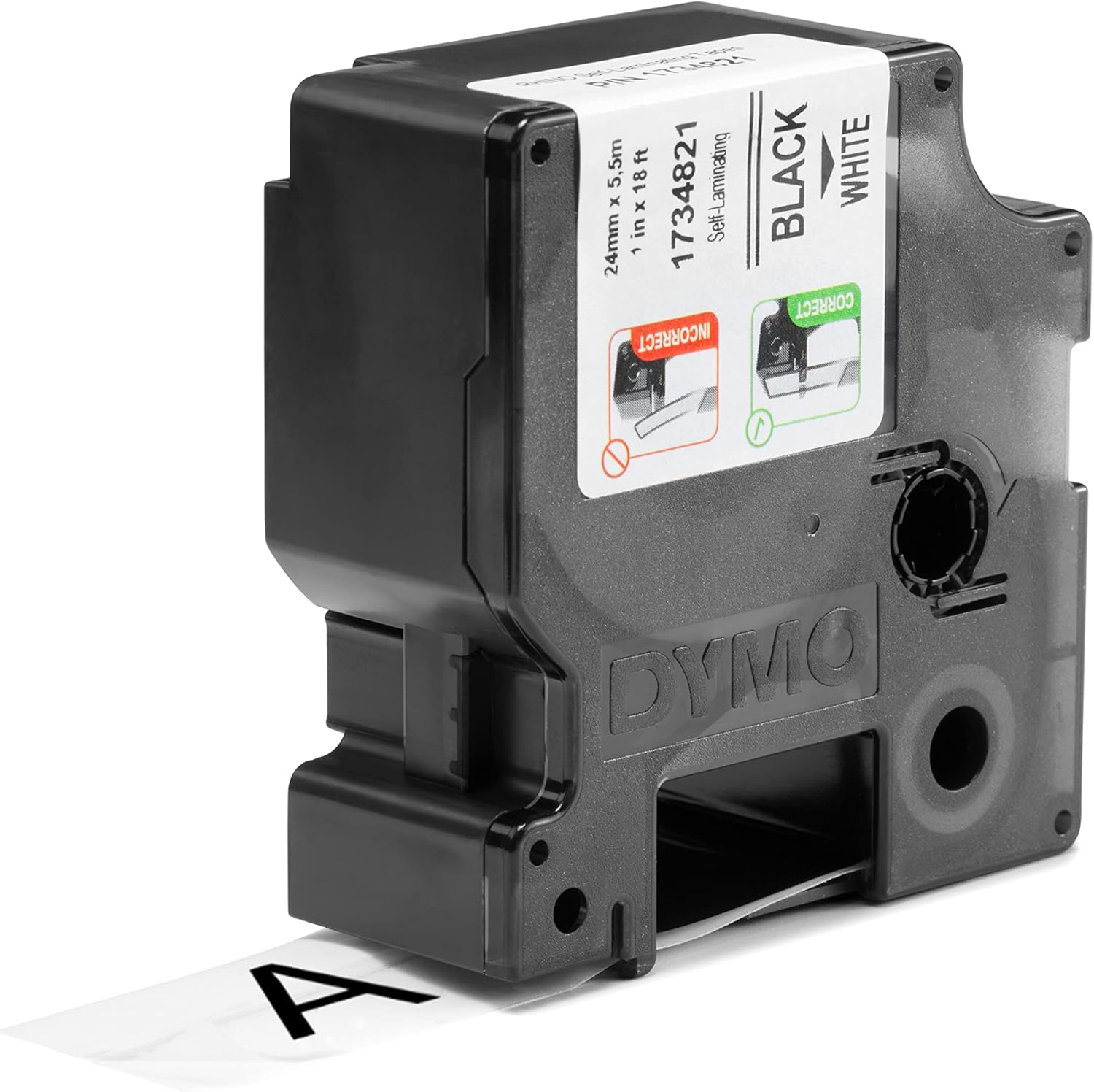 1734821 Dymo Rhino Vinyl 24mm x 5.5m Black on White Adhesive Tape