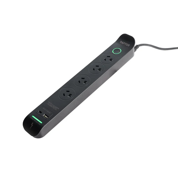 Raptor 4 Outlets Slimline Powerboard, 45W USB