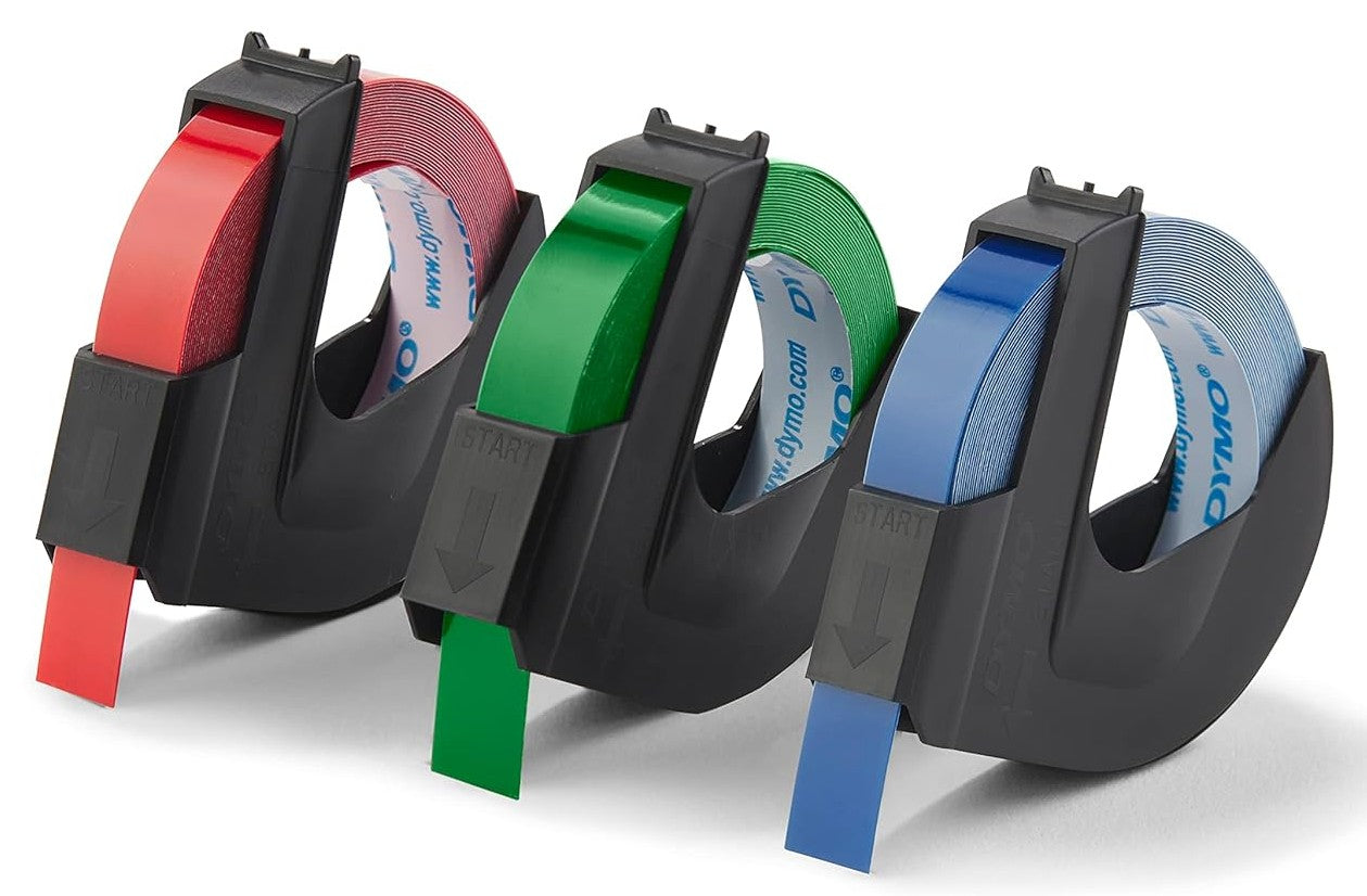 1741671 Dymo Coloured Embossing Tape 3 Pack 9mm x 3m