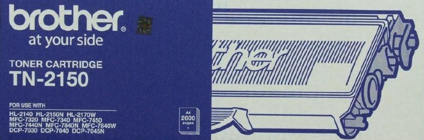 The Brother TN2150 High Yield Black Toner Cartridge. Prints 2,600 pages.