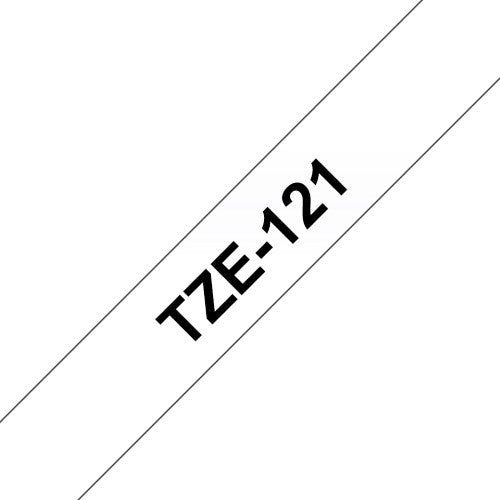 TZe-121 Brother 9mm x 8m Black on Clear Adhesive Laminated Tape
