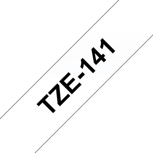 TZe-141 Brother 18mm x 8m Black on Clear Adhesive Laminated Tape