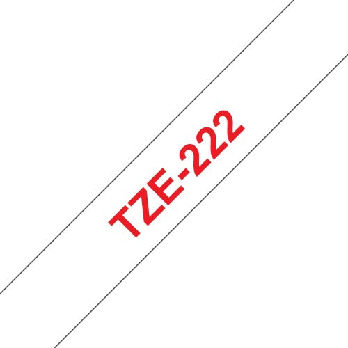 TZe-222 Brother 9mm x 8m Tape Red on White Adhesive Laminated Tape