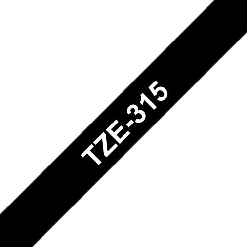TZe-315 Brother 6mm White on Black Adhesive Laminated Tape