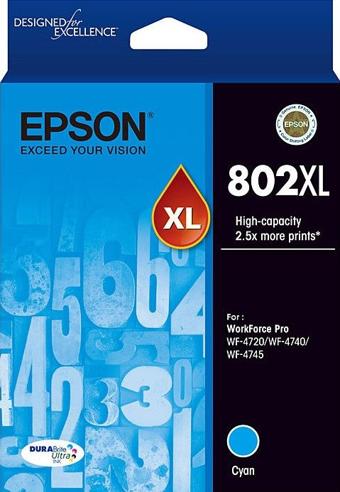 802XL Epson High Capacity Cyan Ink Cartridge