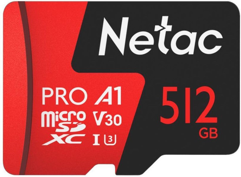 Netac P500 Extreme Pro 512GB V30 UHS-I Micro SDXC Card w/ Adapter