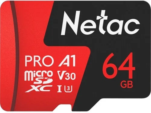 Netac P500 Extreme Pro 64GB V30 UHS-I Micro SDXC Card w/ Adapter