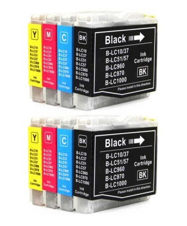 LC57 / LC37 Brother Compatible Set of 8 (Bk/C/M/Y x 2 ea)