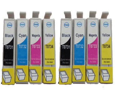 73N Compatible Cartridge Set of 8 (Bk/C/M/Y x 2 ea) for Epson
