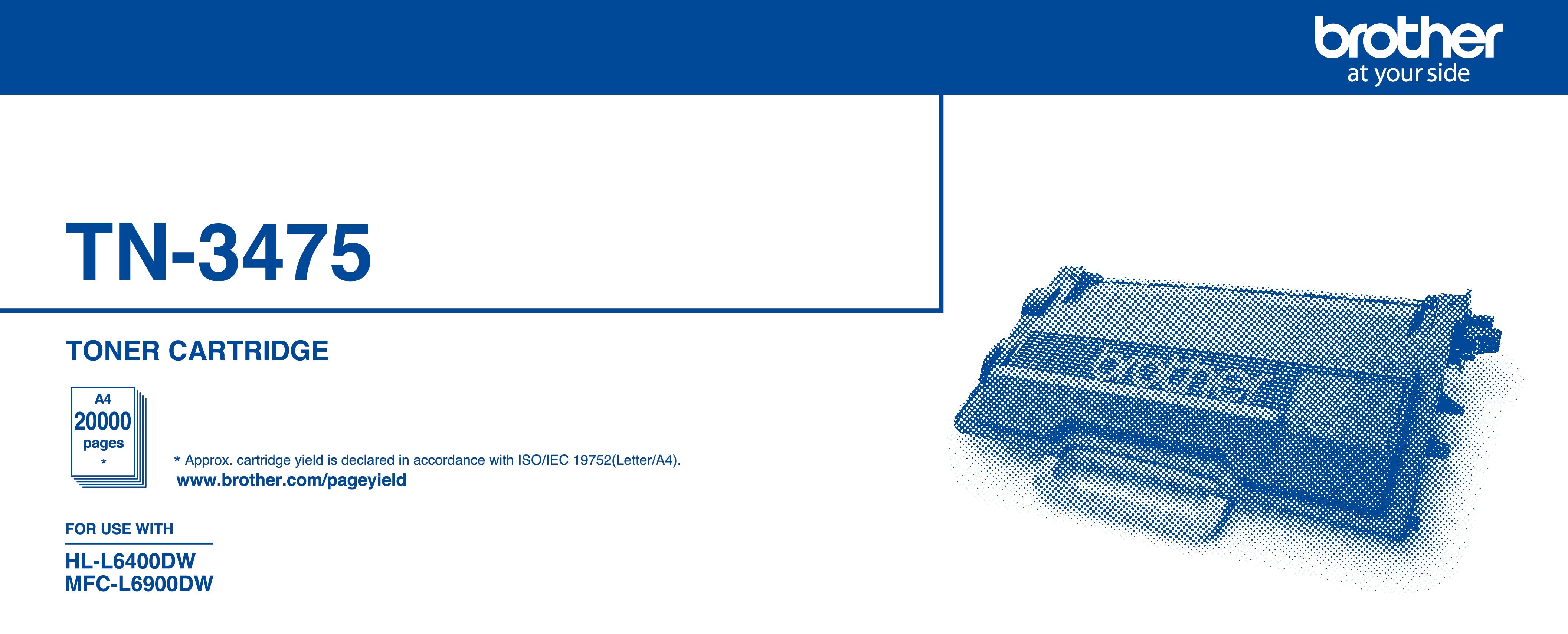 Genuine TN3475 Brother Ultra High Yield Toner, up to 20,000 pages