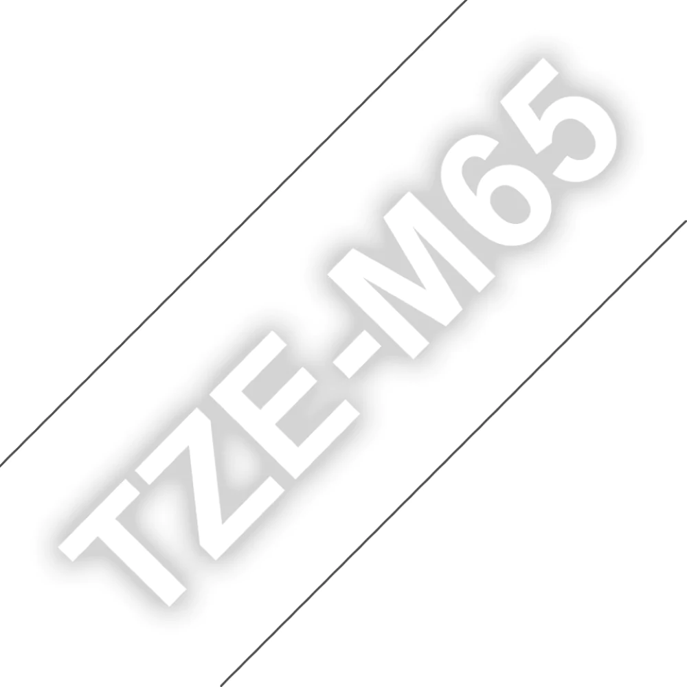TZe-M65 Brother 36mm x 8m White on Clear Matt Adhesive Laminated Tape