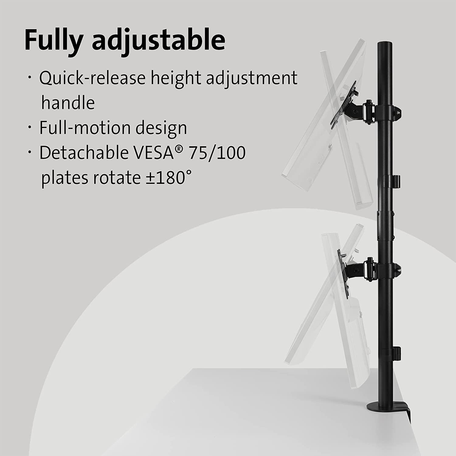 Kensington Vertical Stacking Dual Monitor, VESA 75x75 & 100x100