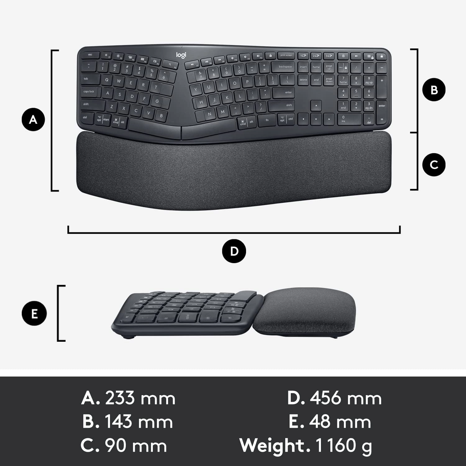 Logitech K860 Ergonomic Wireless Keyboard