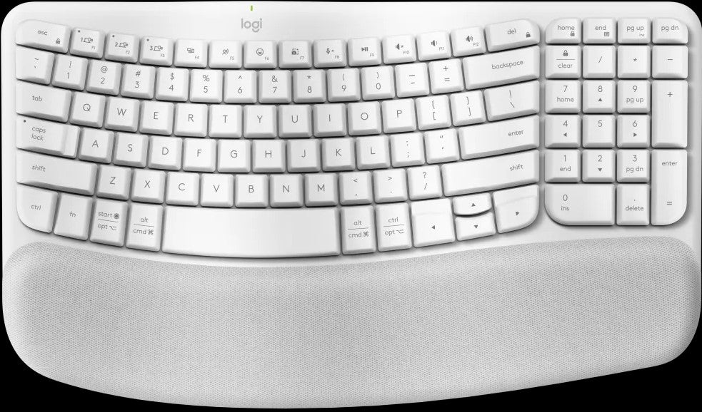Logitech K380 Wave Keys Wireless Ergonomic Keyboard - White