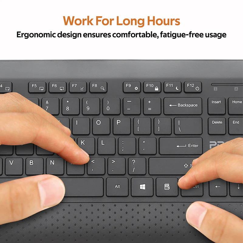 Promate Ergonomic Wireless Comfortable Keyboard & Mouse Combo