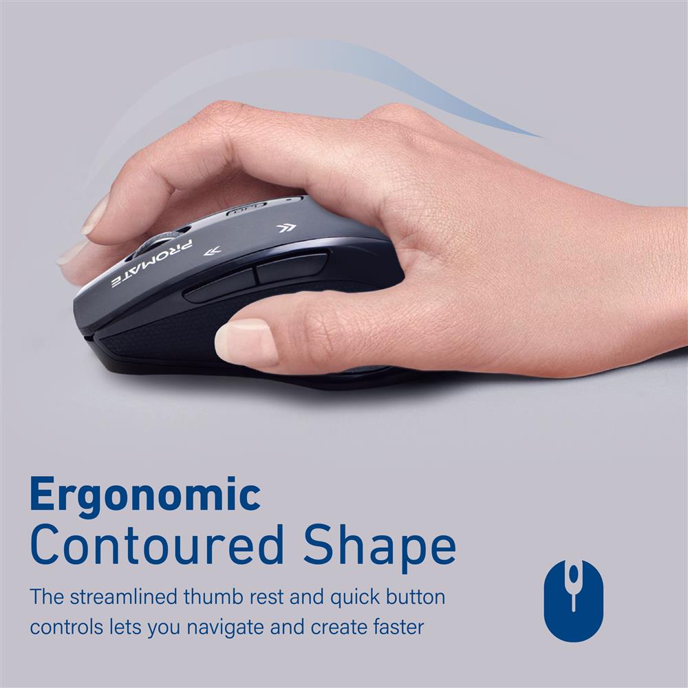Promate EZGrip Ergonomic Wireless Mouse