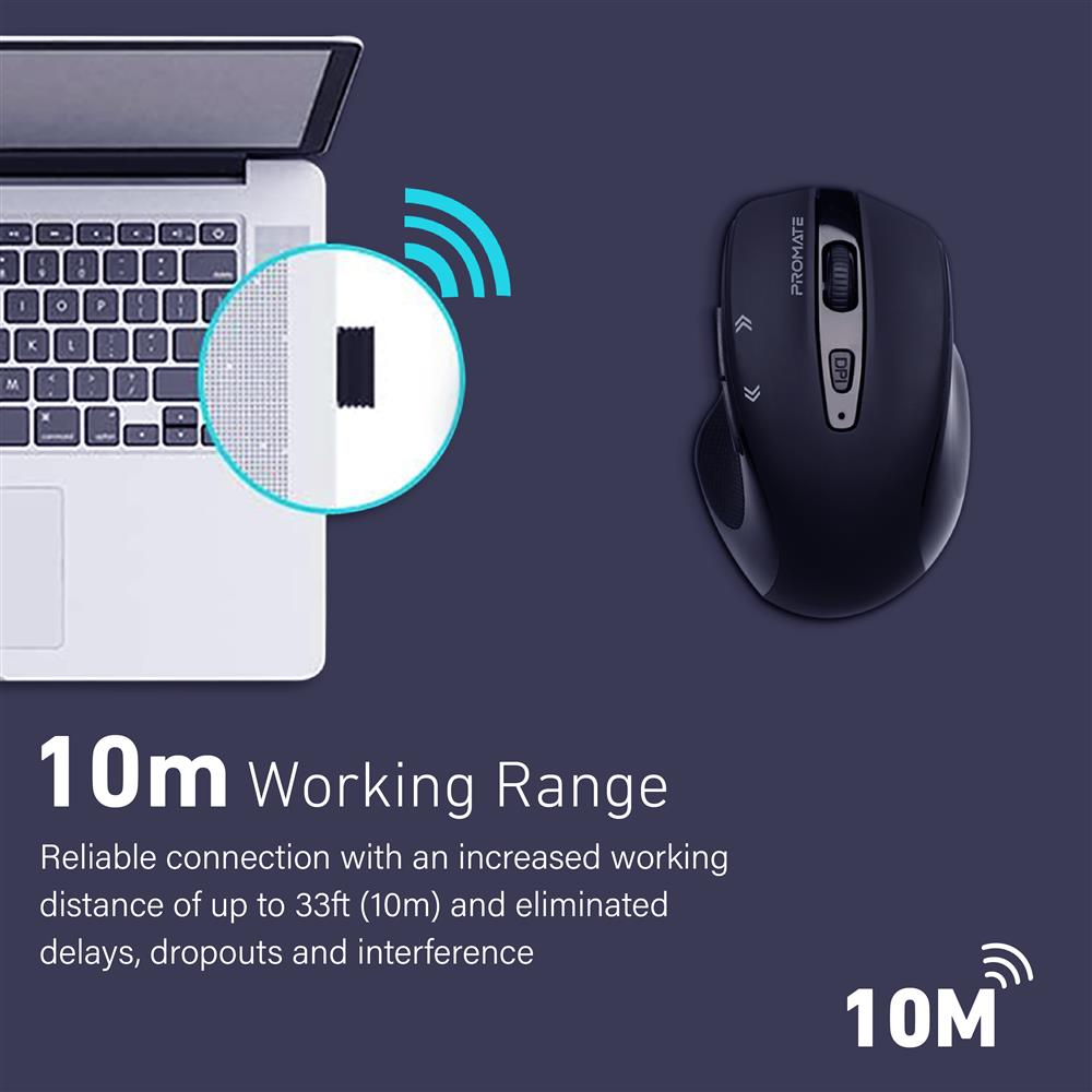 Promate EZGrip Ergonomic Wireless Mouse