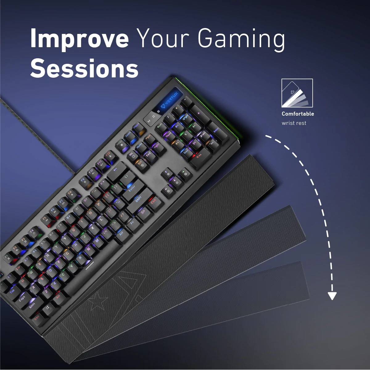 VERTUX Pro Gamer Wired Mechanical Keyboard