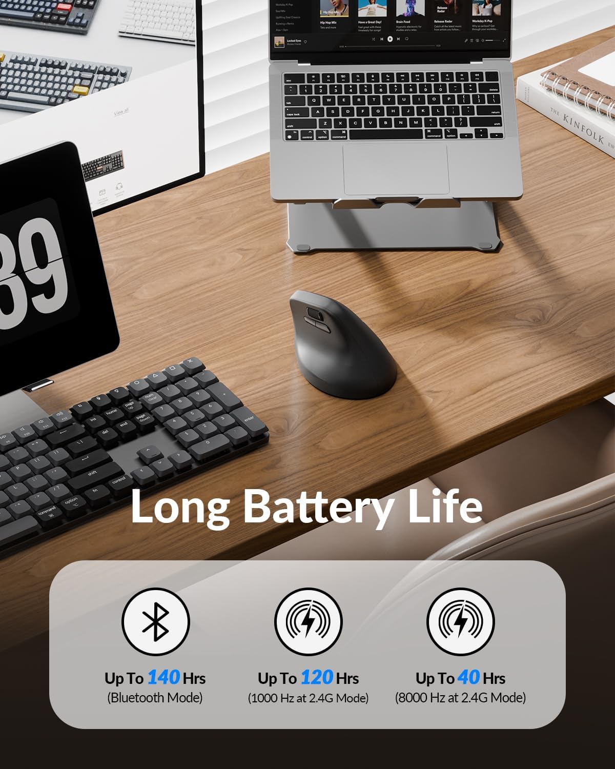 Keychron M5 Ergonomic Wireless/Bluetooth Mouse - Black