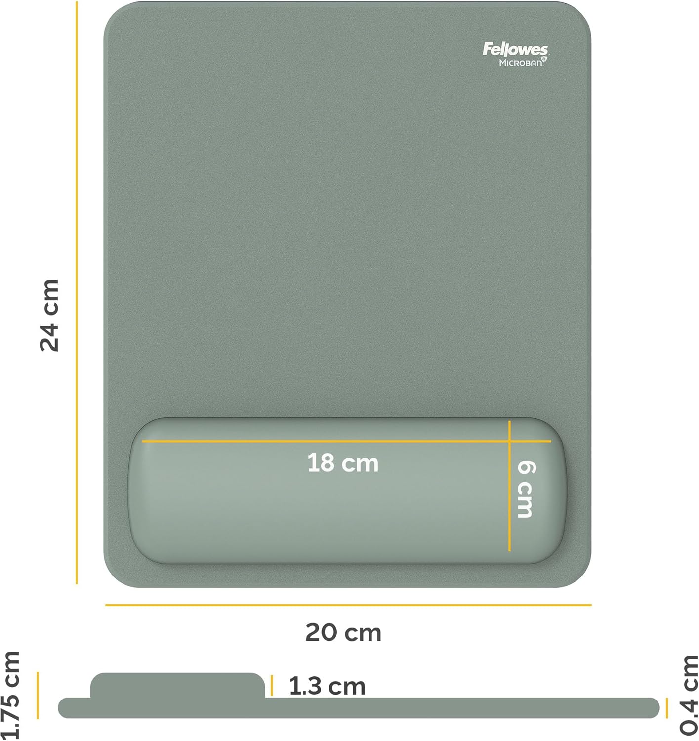 Fellowes Breyta Mouse Pad Wrist Rest Sage