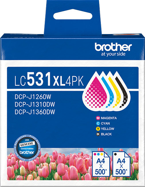 LC531XL Brother 4 Pack High Yield Ink Cartridge (BK/C/M/Y)