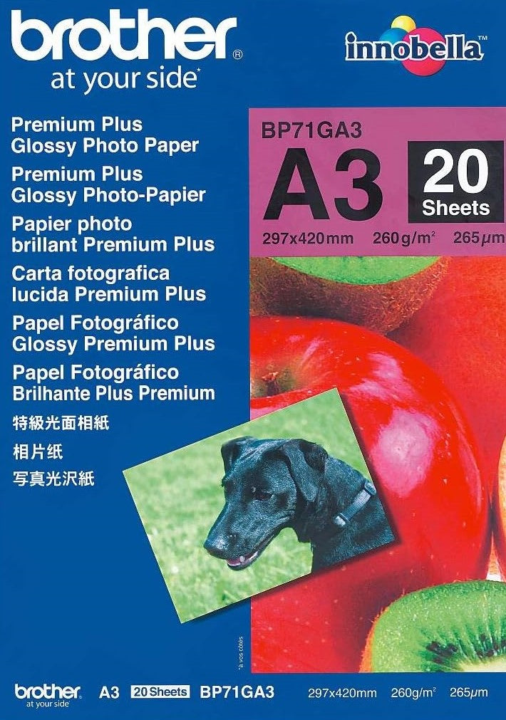 A3 260gsm Brother BP71GA3 Glossy Photo Paper 20 sheets
